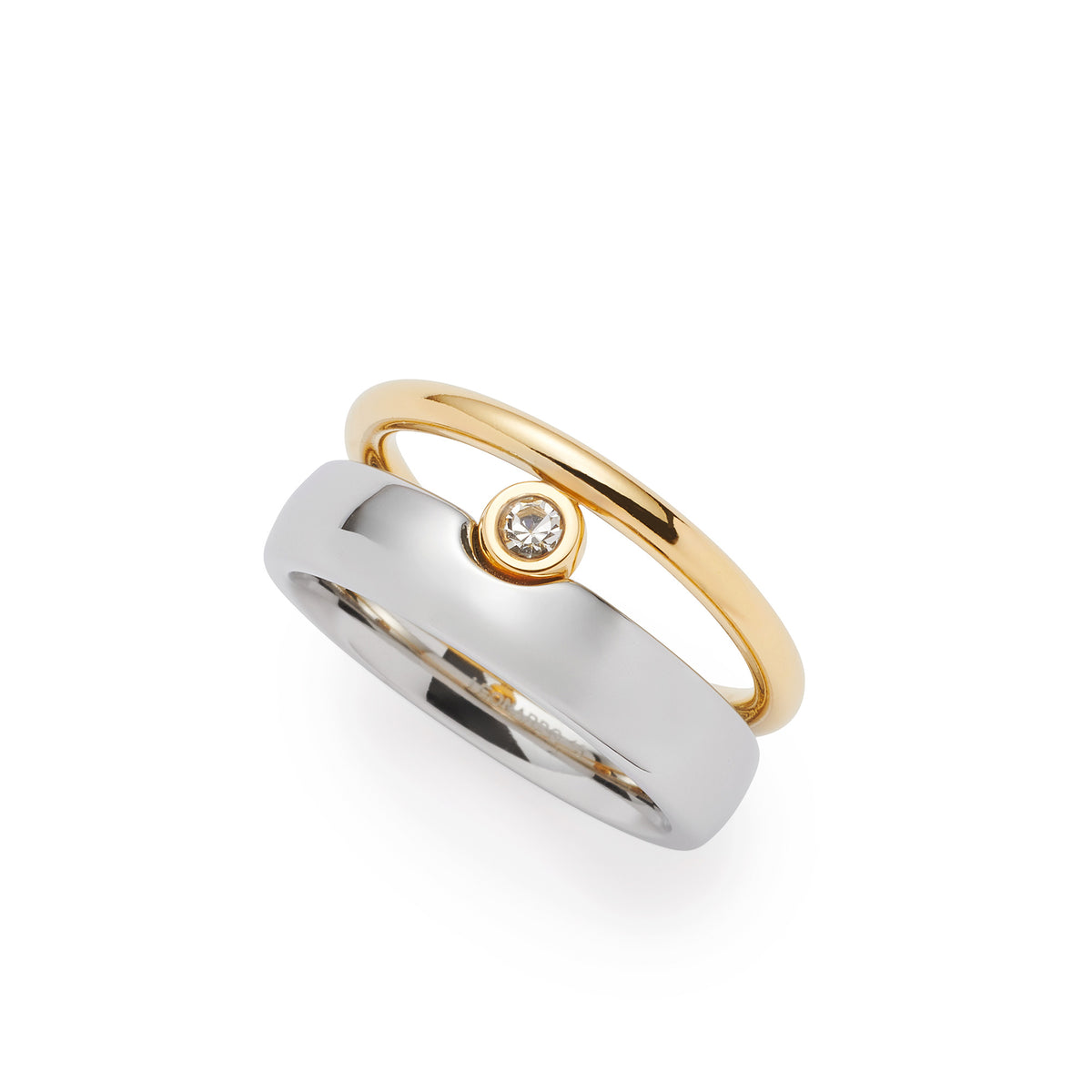 Ring CLAIRE 19 zweifarbig, silbern und goldfarben mit Zirkonia