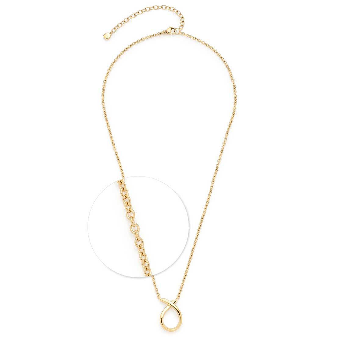 Halskette ANJA 45 cm gold mit ovalem Anhänger und Clip & Mix Detail