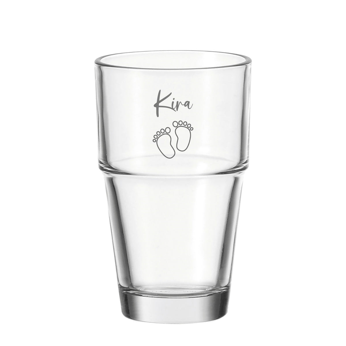 Becher SOLO mit Gravur "Kira" und zwei Babyfüßchen