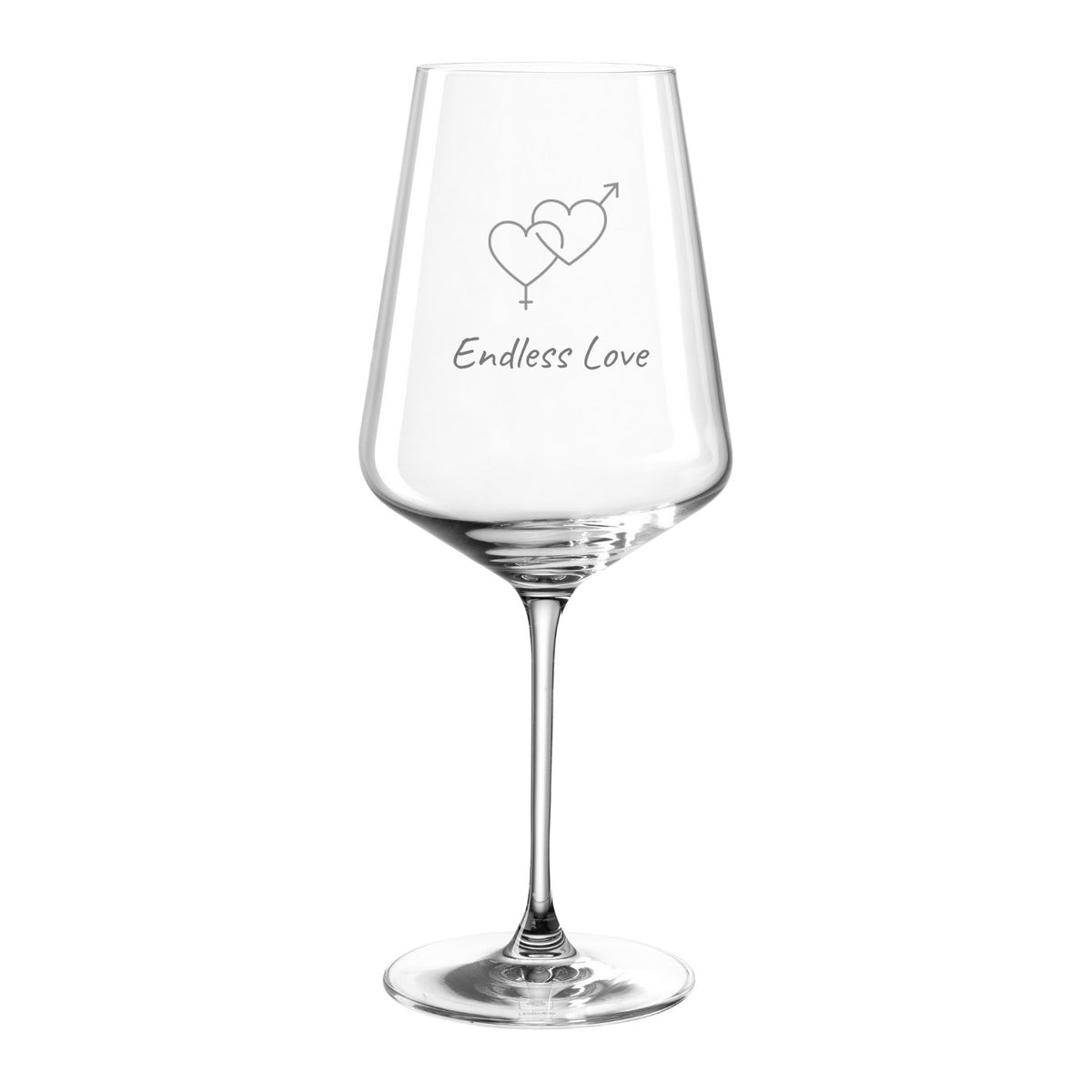 Rotweinglas PUCCINI mit Gravur zweier Herzen und Schriftzug "Endless Love