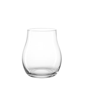 Windlicht GIARDINO aus klarem Glas, bauchige Form auf weißem Hintergrund