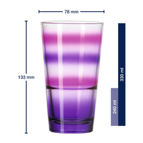 Messangaben zu Trinkglas EVENT 330 ml lila gestreift