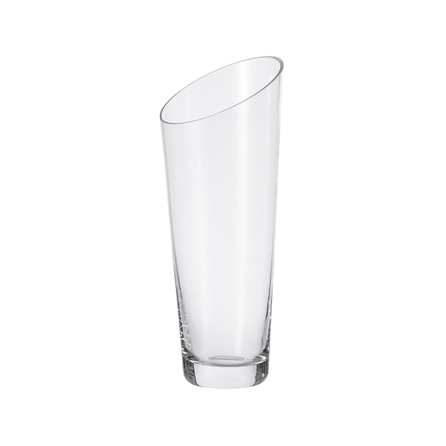 Glasvase DYNAMIC 30 cm klar, schlanke Zylinderform, leicht geneigt