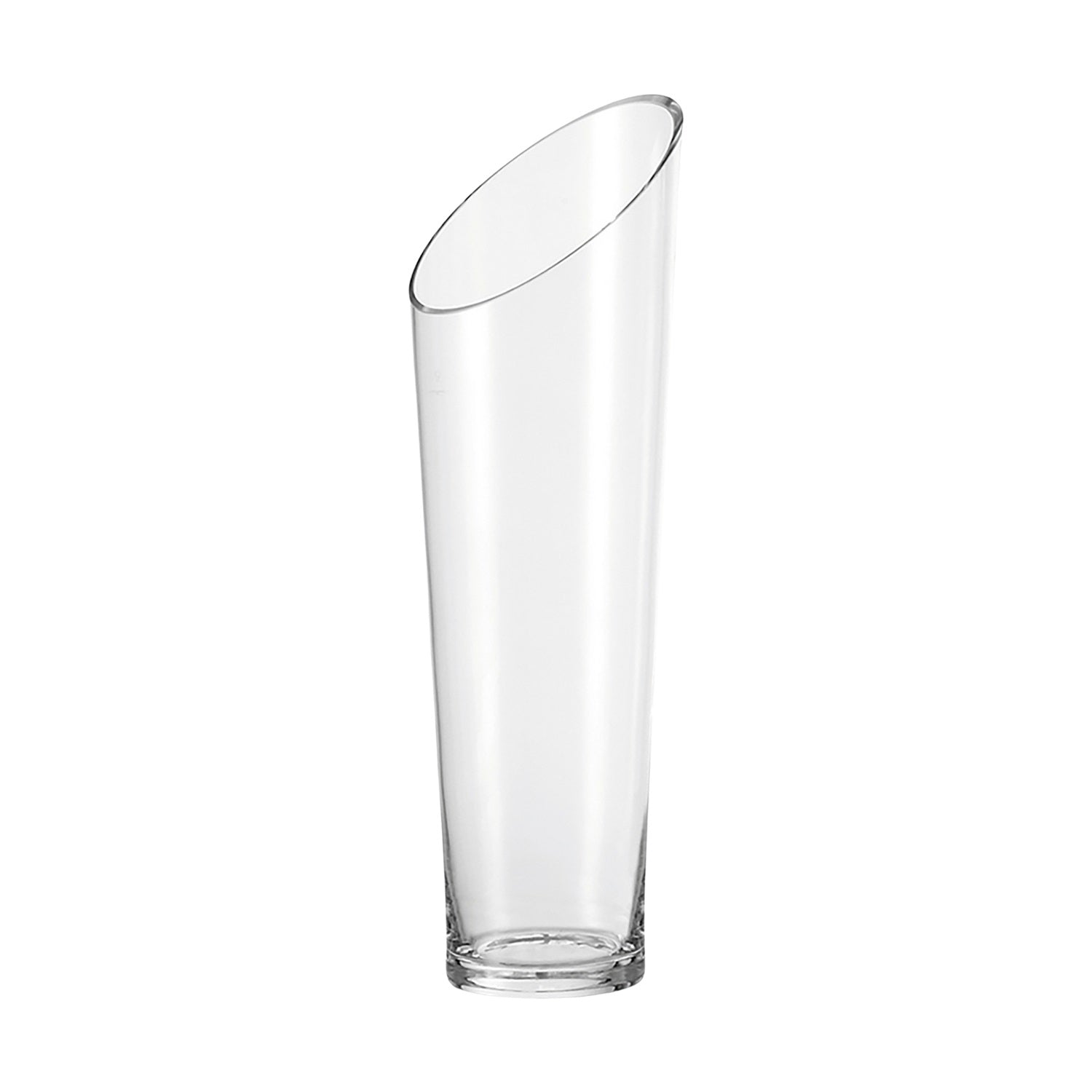 Bodenvase DYNAMIC 40 cm aus klarem Glas, leicht geneigt dargestellt