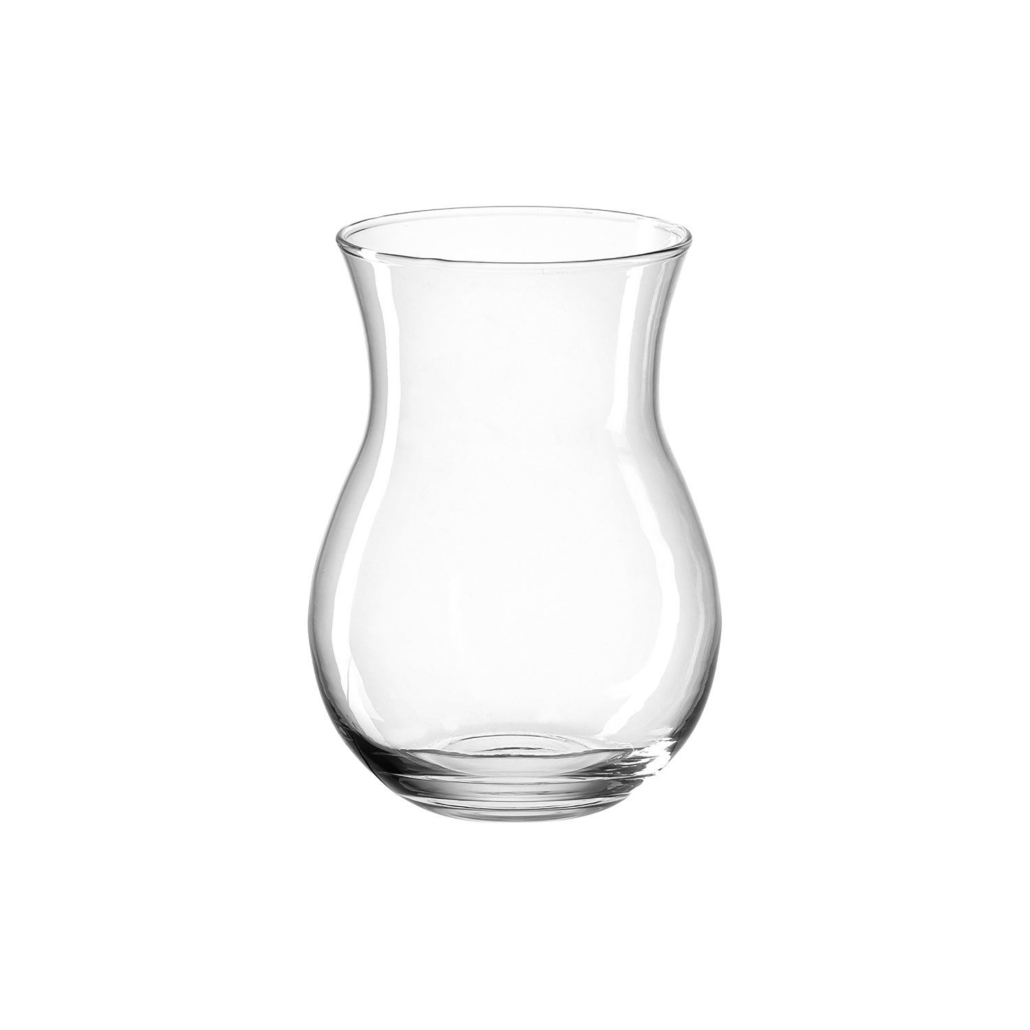 Klare Glashvase CASOLARE mit bauchiger Form auf weissem Hintergrund