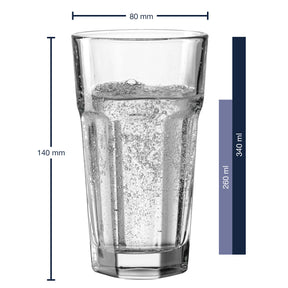Massangaben zum Longdrinkglas ROCK 340 ml