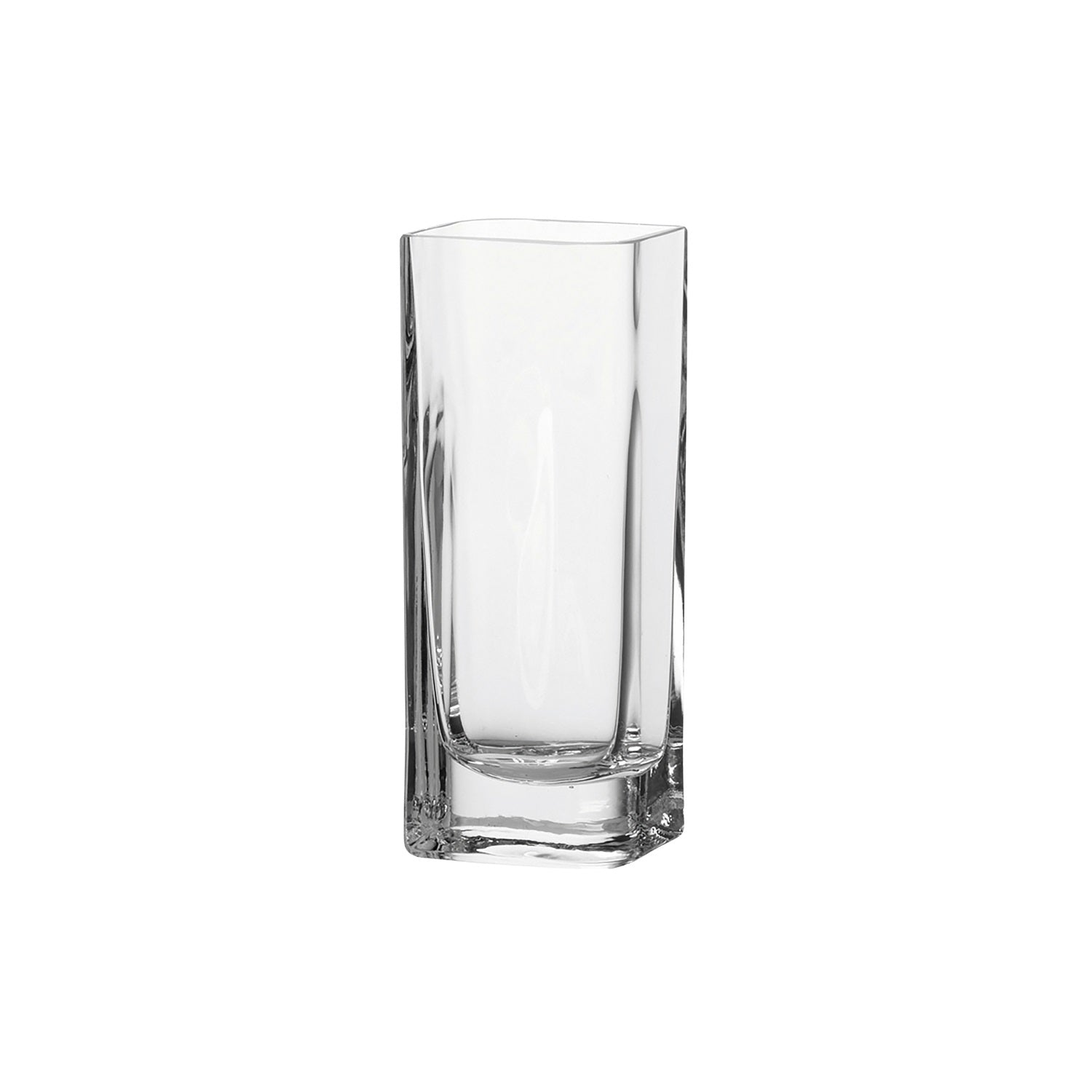Solifleurvase LUCCA aus klarem Glas, rechteckige Form, vor weißem Hintergrund