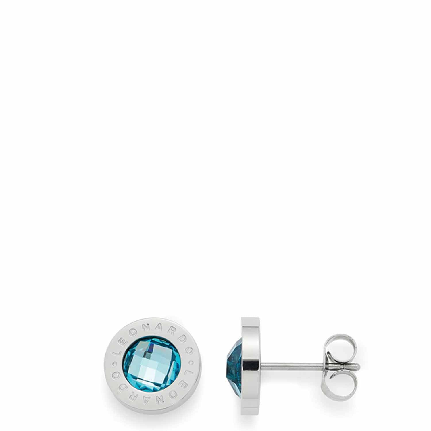 Ohrstecker MATRIX hellblau, Vorder- und Seitenansicht mit Stecker