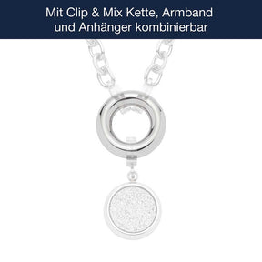 Edelstahlring BRACCHIALE Clip & Mix silber mit Kette und Anhänger