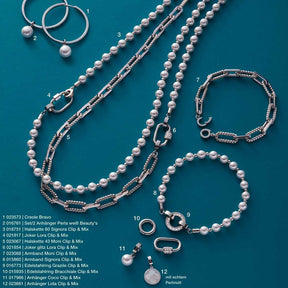Massangaben zu Edelstahlring BRACCHIALE Clip & Mix mit Perlen und Verschlüssen