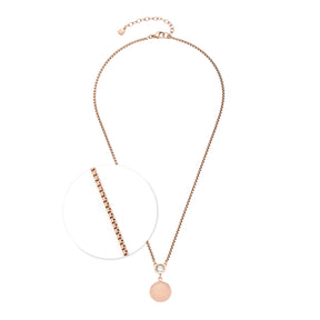 Halskette DELICATO in Roségold mit rundem Anhänger und Detailausschnitt