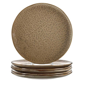 Keramikteller MATERA 27 cm beige 6er-Set, gestapelt, Oberflächenstruktur sichtbar
