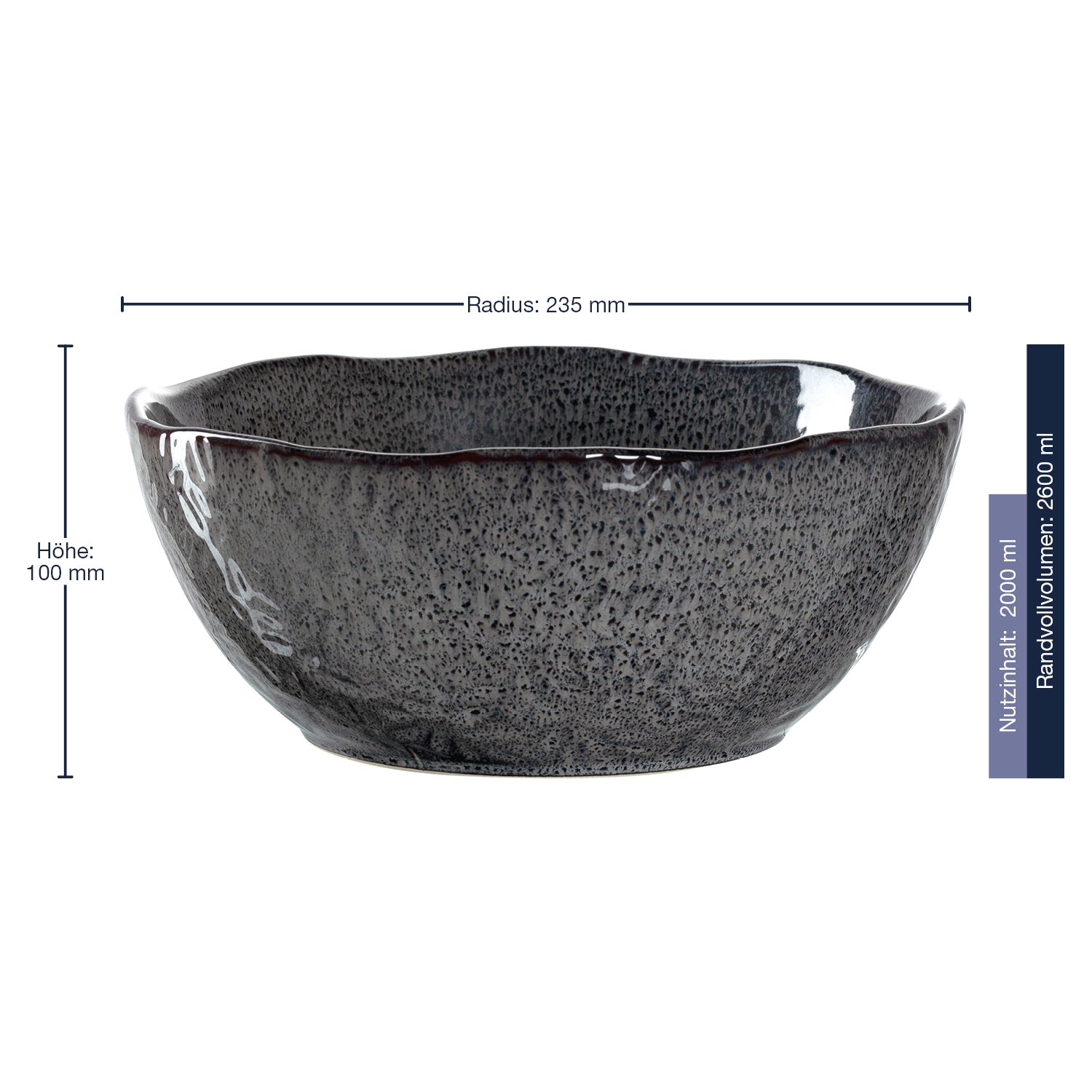 Massangaben zu Keramikschale MATERA 24 cm anthrazit