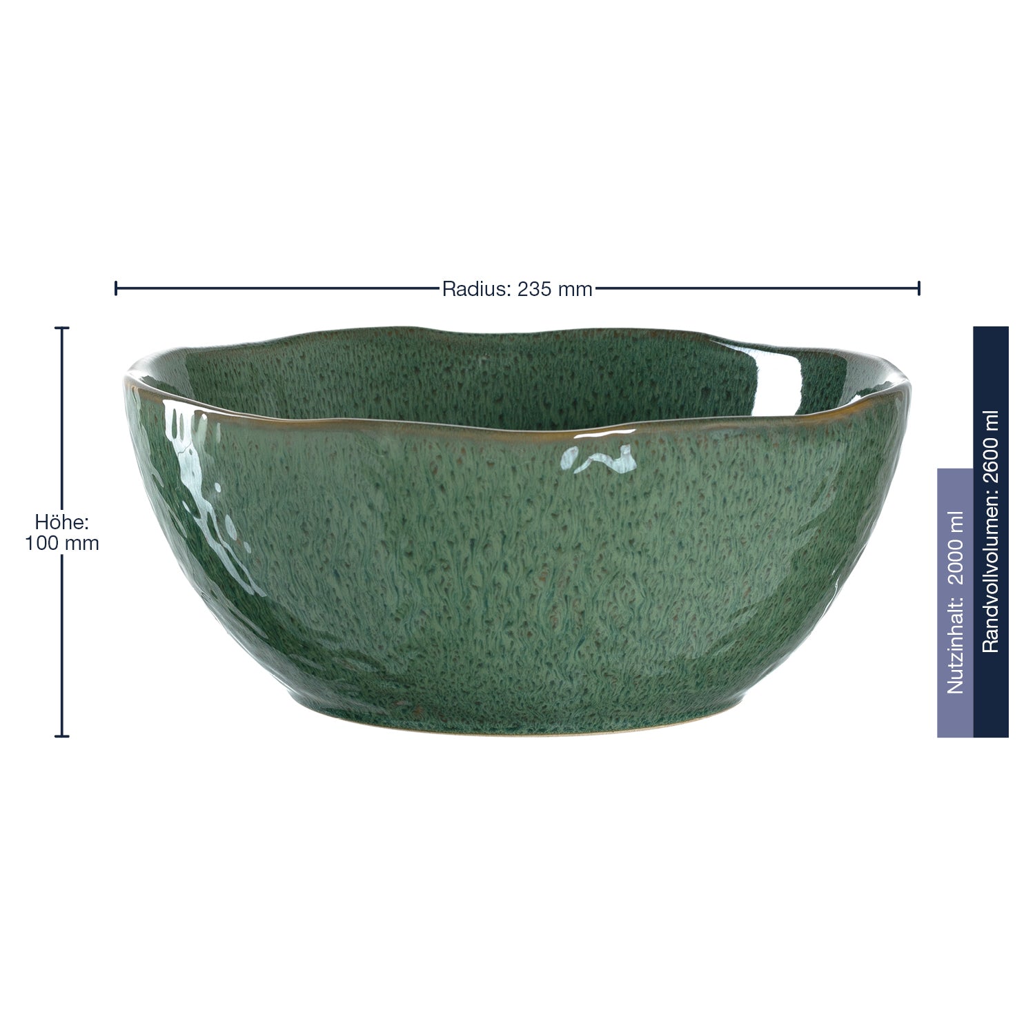 Massangaben zu Keramikschale MATERA 24 cm grün