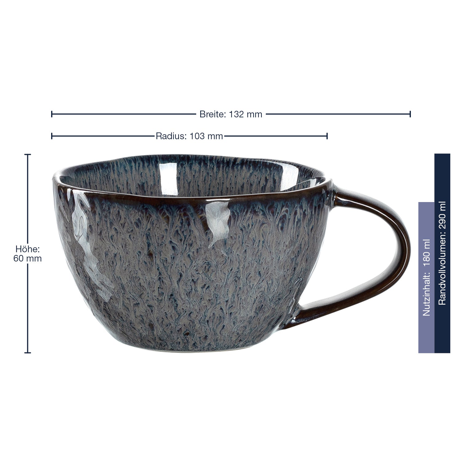 Massangaben zu Keramiktasse MATERA 290 ml anthrazit