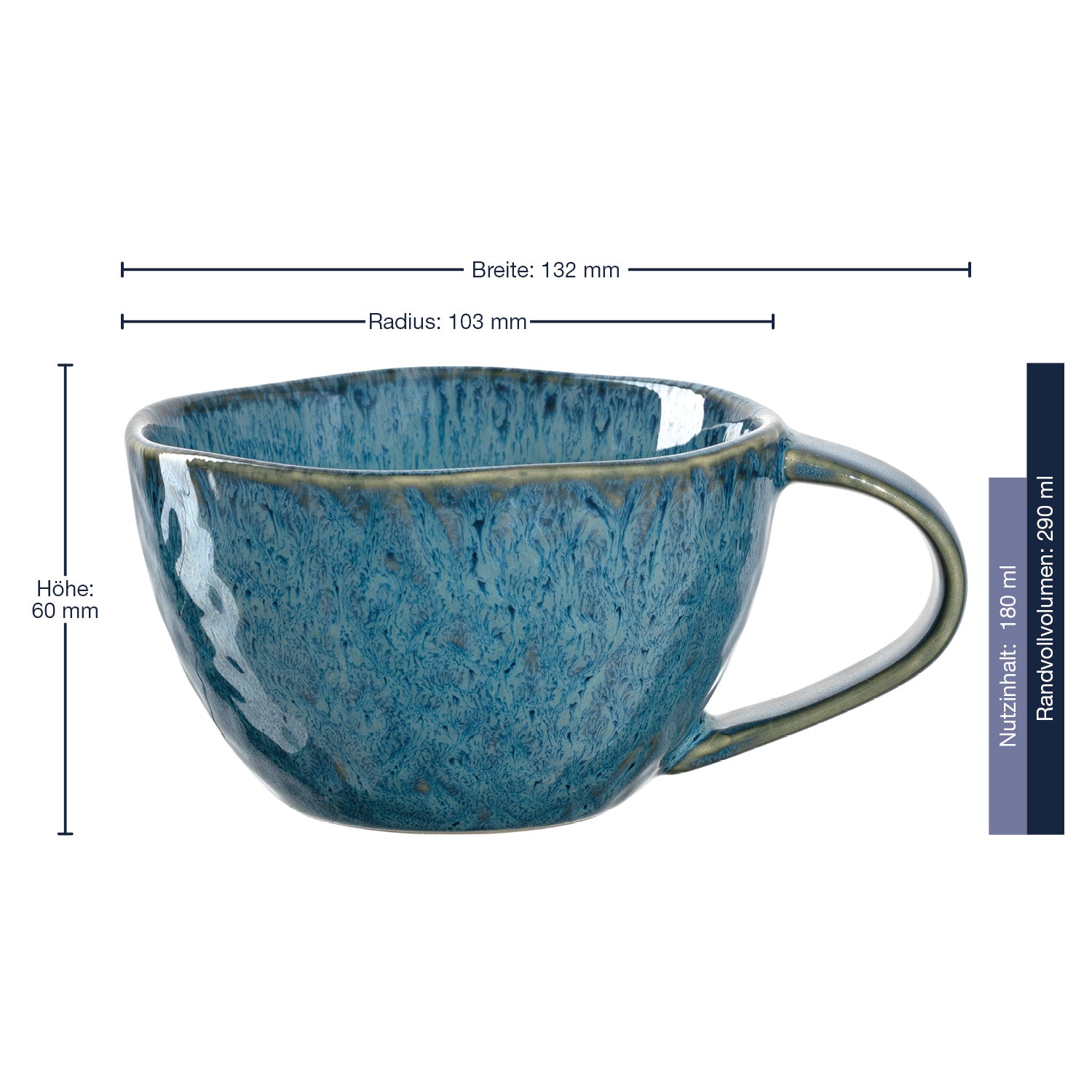 Massangaben zu Keramiktasse MATERA 290 ml blau