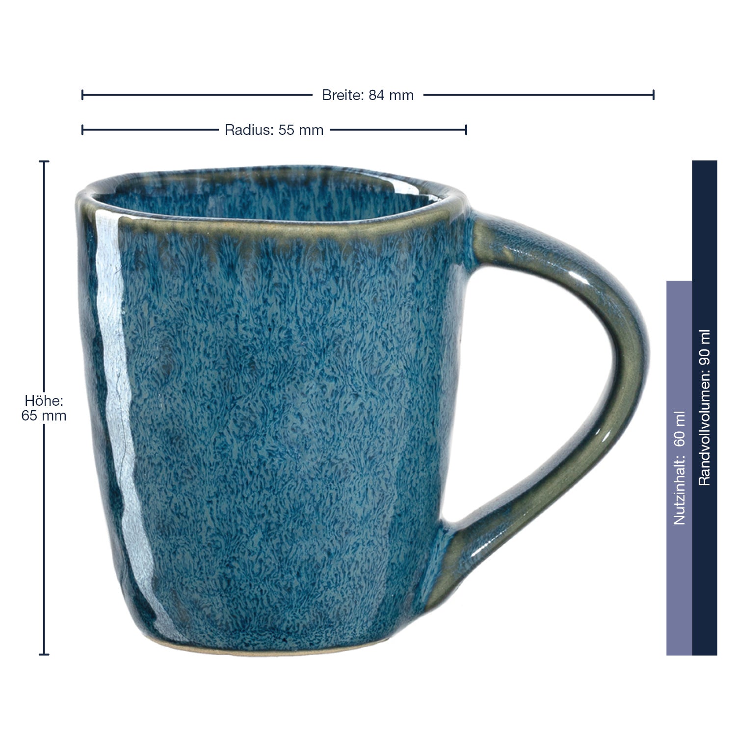 Massangaben zu Espressotasse MATERA 90 ml blau