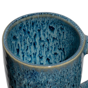 Espressotasse MATERA blau, Innenansicht mit Oberflächenstruktur und Henkel sichtbar