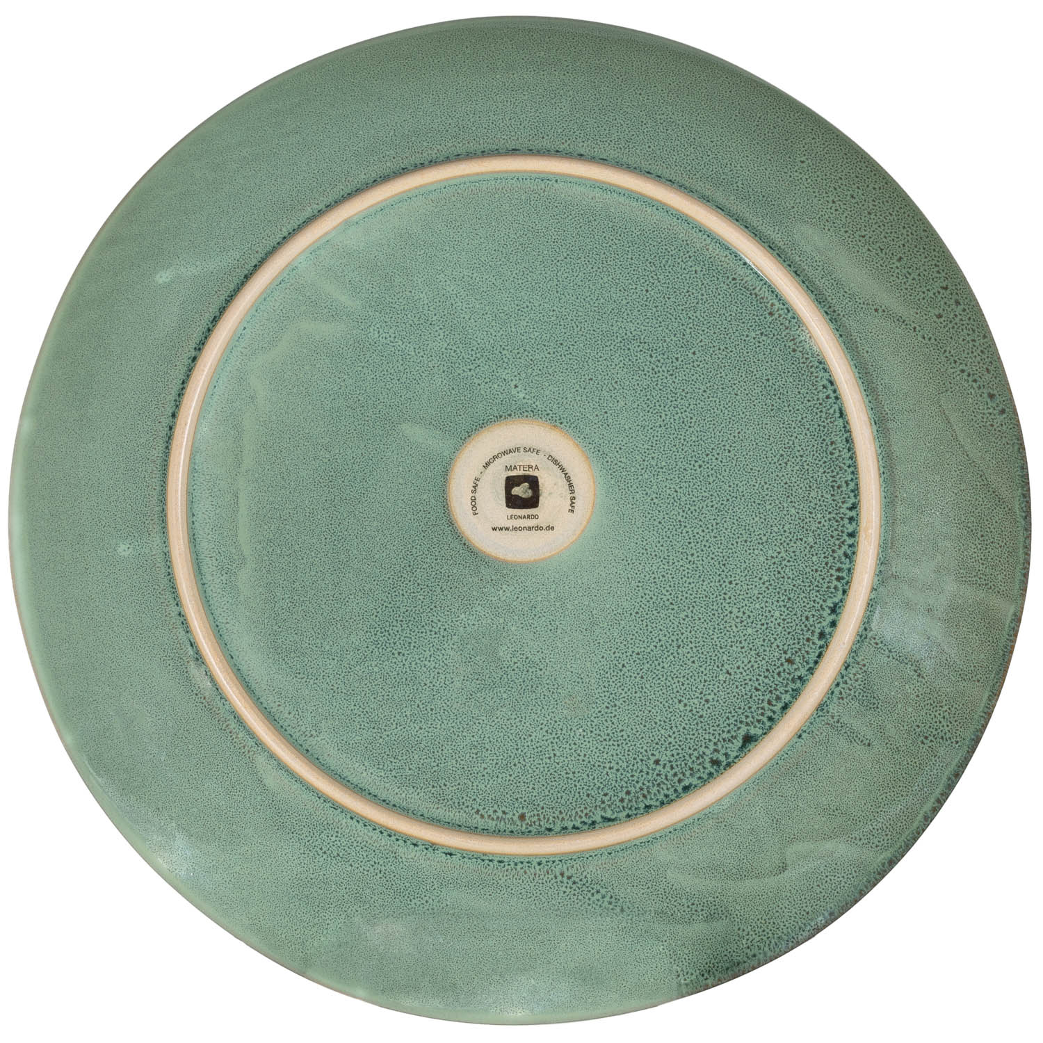Keramikteller MATERA 32 cm grün von oben, strukturierte Oberfläche mit cremefarbenem Rand