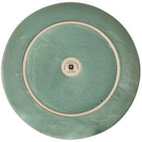 Keramikteller MATERA 32 cm grün von oben, strukturierte Oberfläche mit cremefarbenem Rand