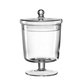 Dose auf Fuß POESIA mit Deckel aus klarem Glas