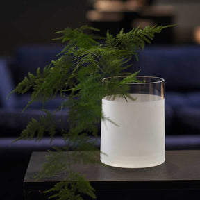 Vase NOVARA 19 cm satiniert mit Farndekor auf dunklem Tisch