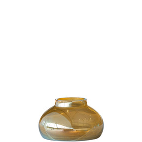 Vase POESIA 9 cm gold aus Glas, Frontansicht auf weißem Hintergrund