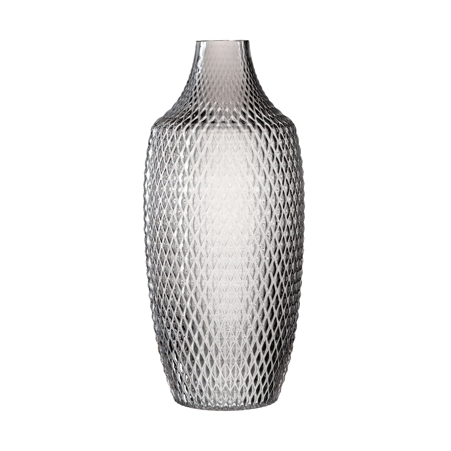 Vase POESIA 40 cm grau mit strukturiertem Diamantmuster