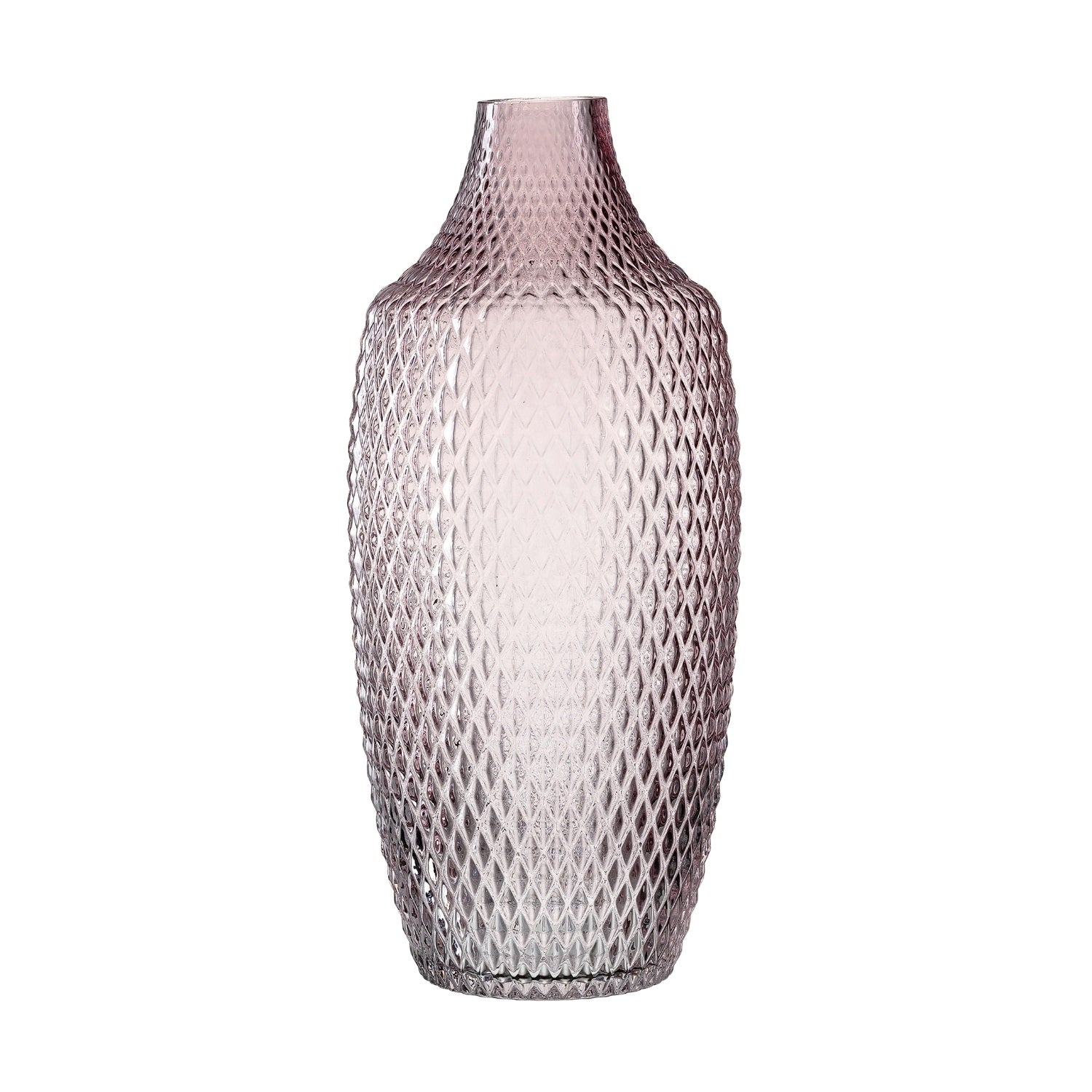 Vase POESIA 40 cm viola mit strukturierter Oberflaeche vor weissem Hintergrund