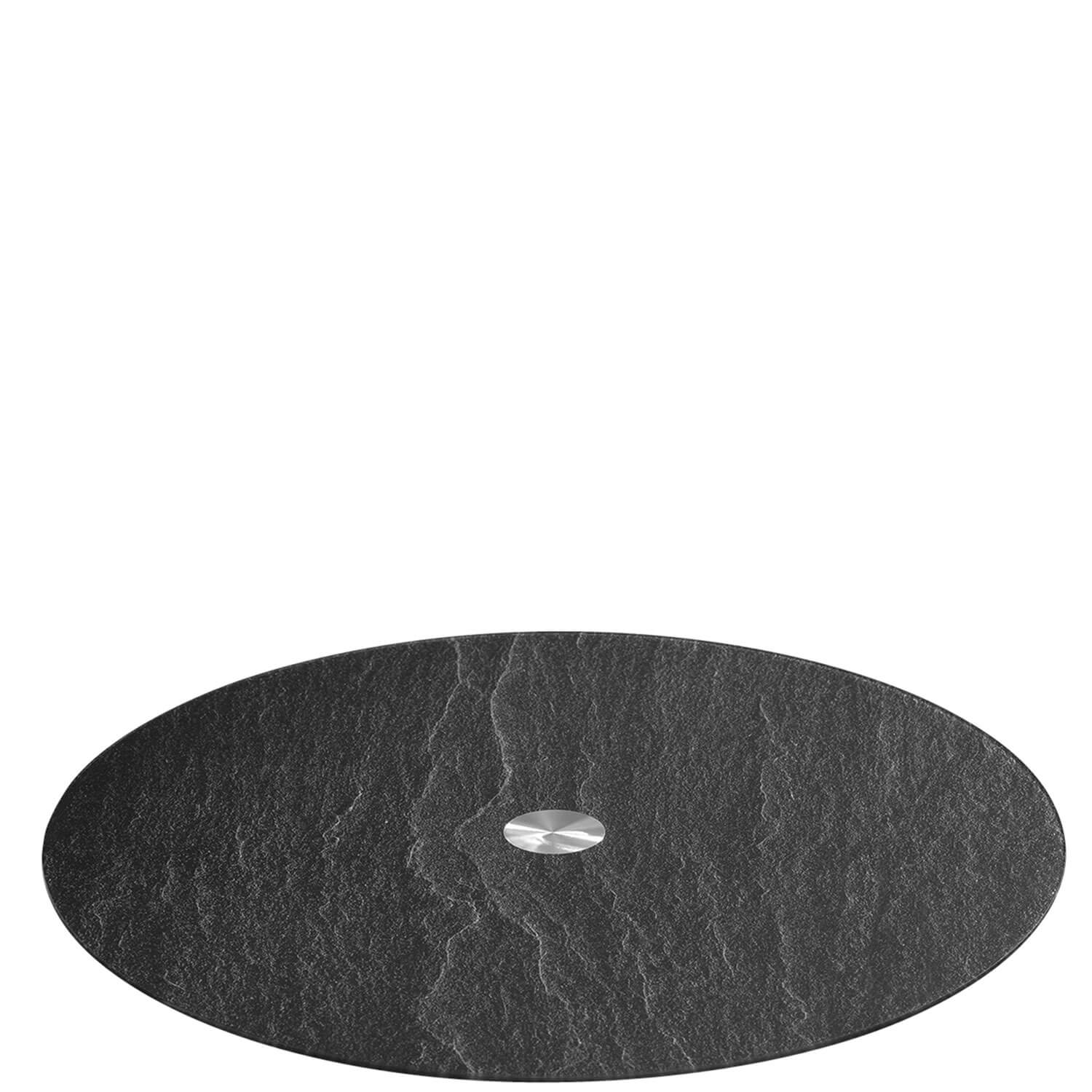 Platte TURN 33 cm schwarz Schieferoptik von oben, strukturierte Oberfläche