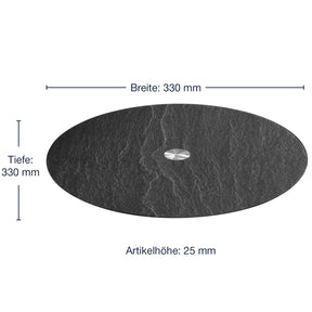 Massangaben zur Platte TURN 33 cm schwarz Schieferoptic