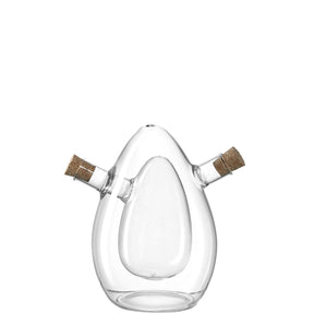 Essig/Öl Flasche 2in1 CUCINA mit zwei Korkstöpseln auf weißem Hintergrund