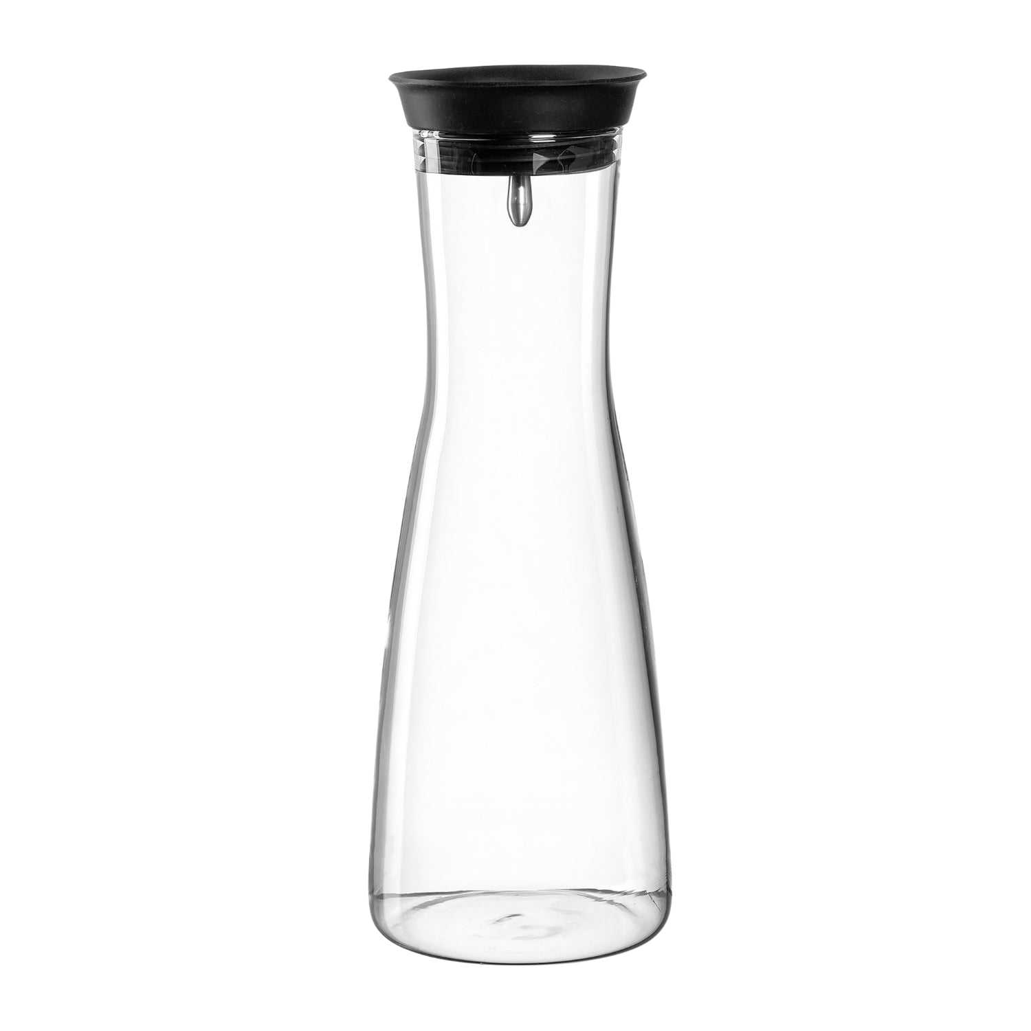 Wasserkaraffe CIAO 1 l mit schwarzem Deckel und Silikon-Grip, freigestellt