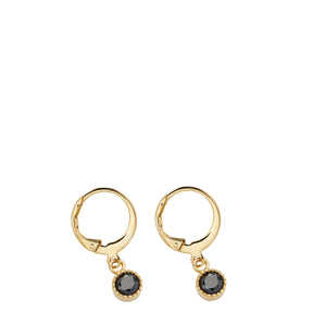 Ohrhänger LOLA CIAO mit goldfarbenen Ringen und schwarzen Glassteinen