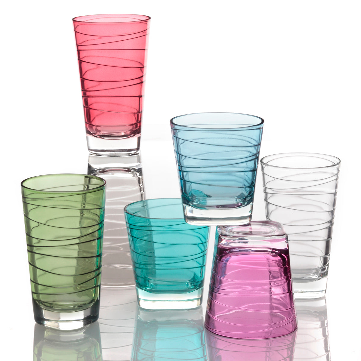 Trinkglas VARIO 280 ml 6er-Set in verschiedenen Farben mit Strukturmuster