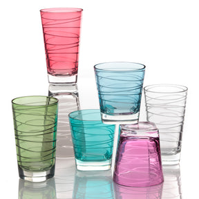 Trinkglas VARIO 280 ml 6er-Set in verschiedenen Farben mit Strukturmuster
