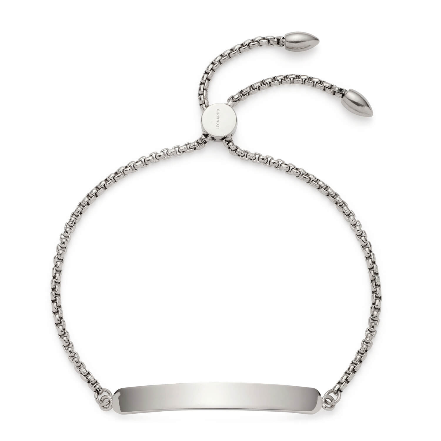 Armband ELISA silber mit Plakette und Verschlussband auf Weiss
