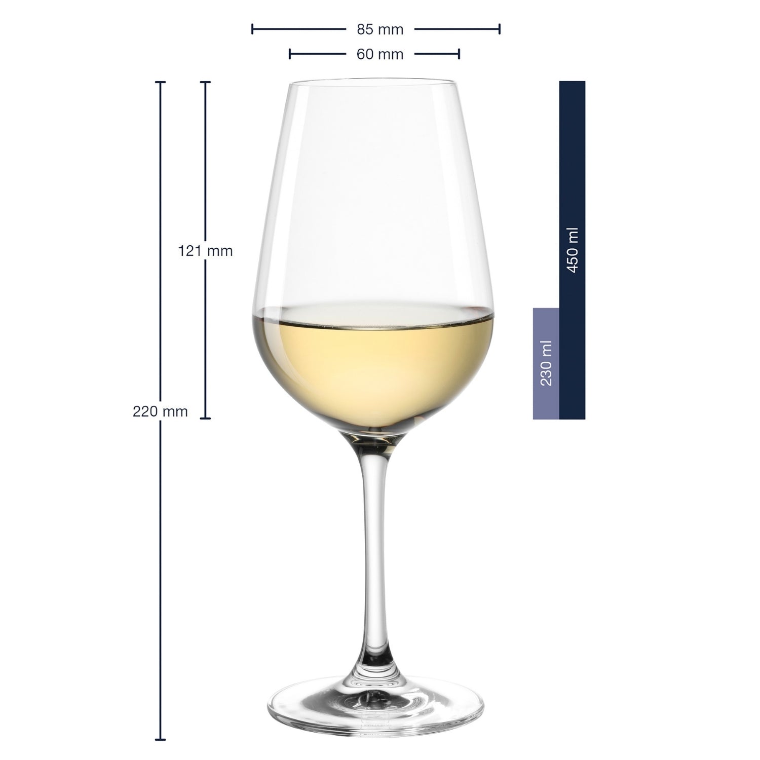 Massangaben zum Weißweinglas TIVOLI 450 ml