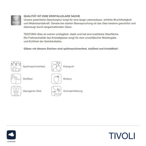 Produktinformationen und Qualitätsmerkmale Weißweinglas TIVOLI mit Piktogrammen