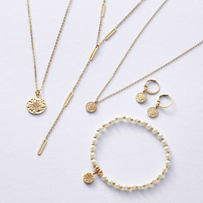 Armband PELENA gold CIAO mit Perlmutt und goldenen Perlen, dazu passende Ketten und Ohrringe