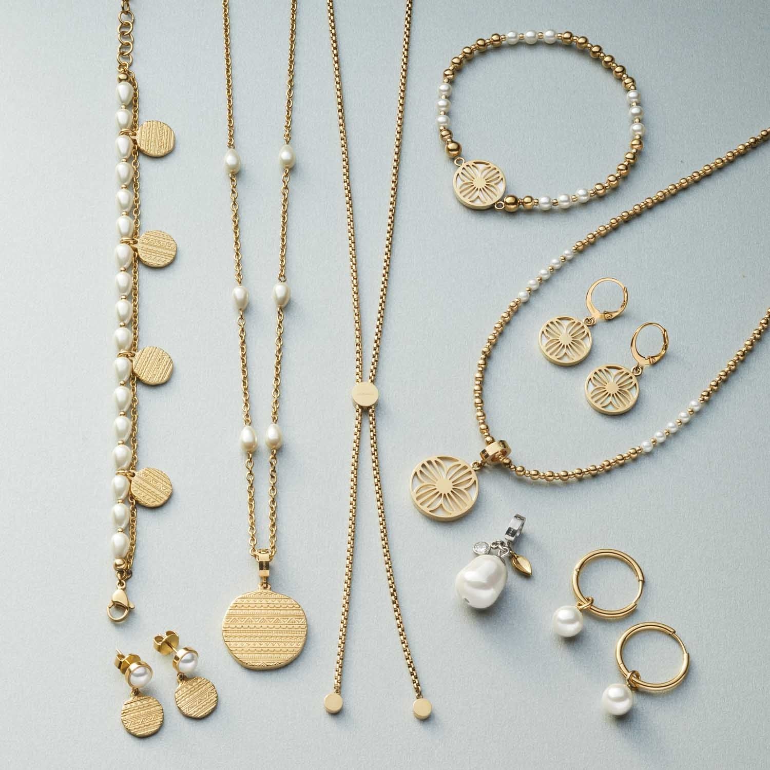 Halskette LIV 90 cm gold Clip & Mix mit verschiedenen Elementen und Anhängern