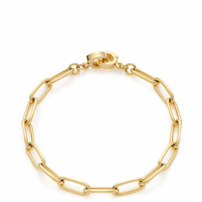 Goldenes Armband ESTRELLA Clip & Mix mit rechteckigen Kettengliedern und Karabinerverschluss