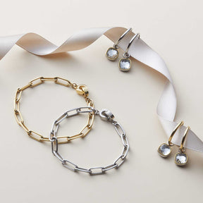 Creole ALIDA Beauty's mit Glaskristallen, Armbänder und weiße Schleife