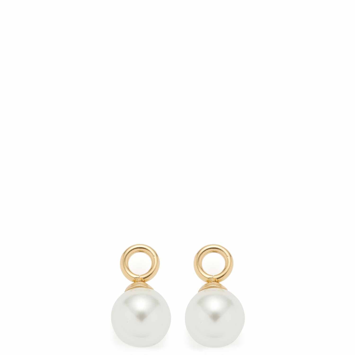 Set/2 Anhänger PERLA gold Beauty's mit weißen Perlen und goldfarbenen Ösen