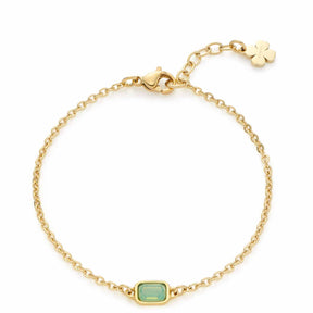 Armband SOFIA CIAO mit grünem Glasstein und Kleeblatt-Anhänger