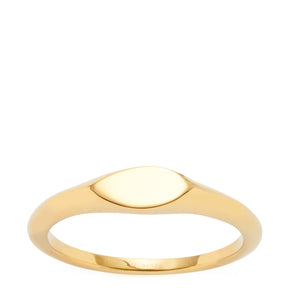 Ring LOVIS 17 CIAO aus gold mit ovalem Stein auf weißem Hintergrund
