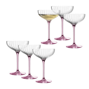 Champagnerschalen POESIA 260 ml rosé in 6er-Set, teilweise gefüllt mit Flüssigkeit