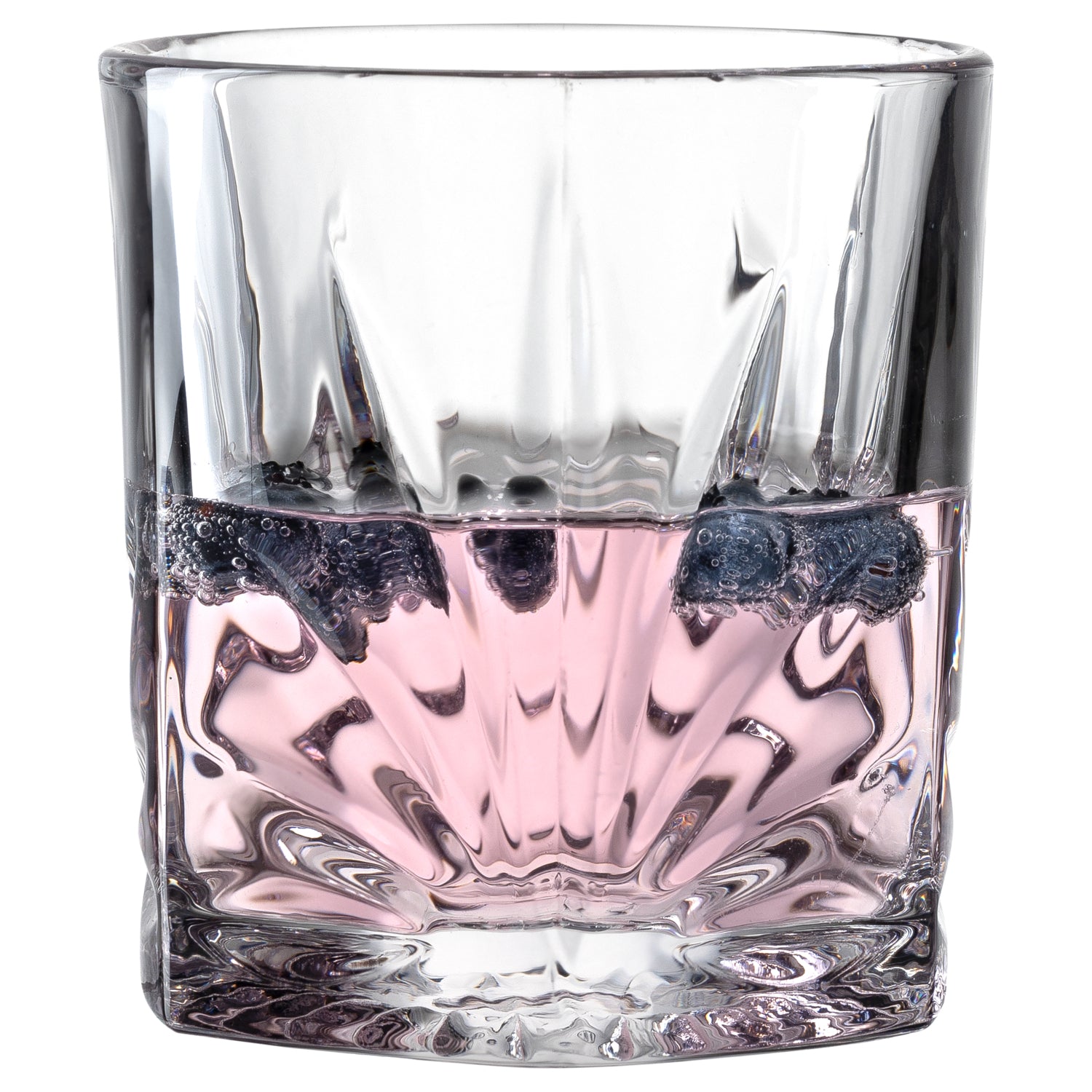 Trinkglas CAPRI mit rosa Flüssigkeit gefüllt, Nahaufnahme