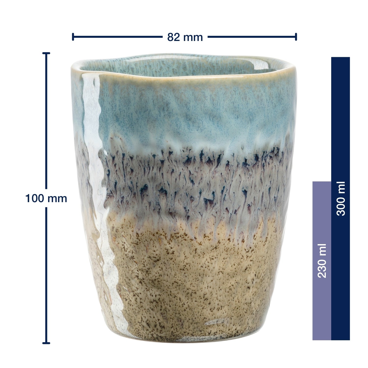 Massangaben zu Keramikbecher MATERA 300ml blau/anthrazit/beige