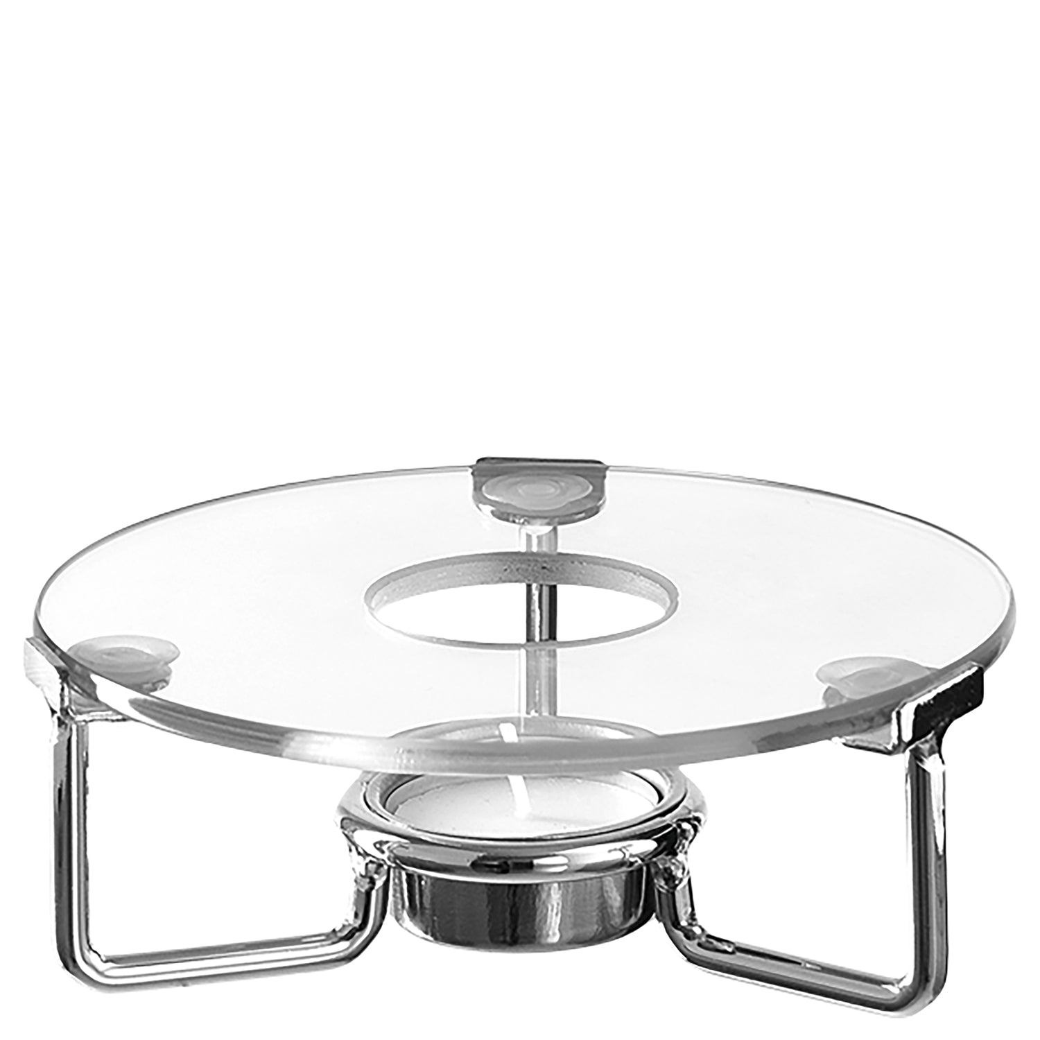 Stövchen LIMITED EDITION mit Glaskuppel und silbernem Metallgestell
